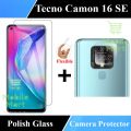Tecno Camon 16 SE Tempered Glass Screen Protector Polish Glass + Back Camera 9H Gorilla Flexible Protector For Tecno Camon 16 SE. 