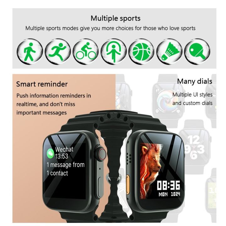 U8 ultra smart watch 2pin charging 1.44 "HD screen men women smartwatch Bluetooth call Series 8 49mm wristwatch sports fitness bracelet