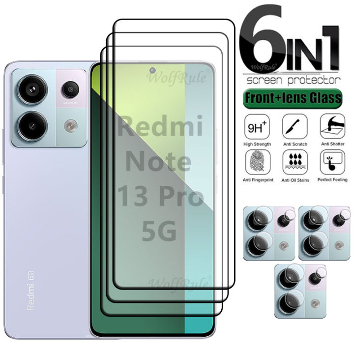 6-in-1 For Redmi Note 13 Pro Glass Xiaomi Redmi Note 13 Pro Glass Full Cover HD 9H Screen Protector Redmi Note 13 Pro Lens Glass