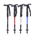 4-Step Adjustable Anti-Shock Telescopic Hiking Walking Stick With Led Flashlights And Battery (Red). 