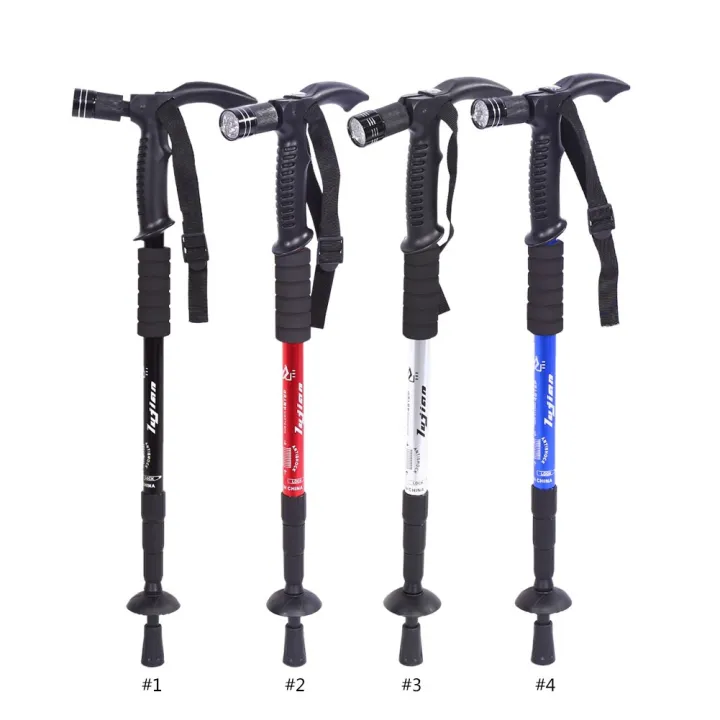4-Step%20Adjustable%20Anti-Shock%20Telescopic%20Hiking%20Walking%20Stick%20With%20Led%20Flashlights%20And%20Battery%20(Red)%20-%20Image%203
