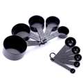 Pack of 10 Pcs Plastic Measuring Stackable Teaspoon Tablespoon Measurement Tools,Spoons and Cup, Spoon and Cup Set for Baking (Black). 