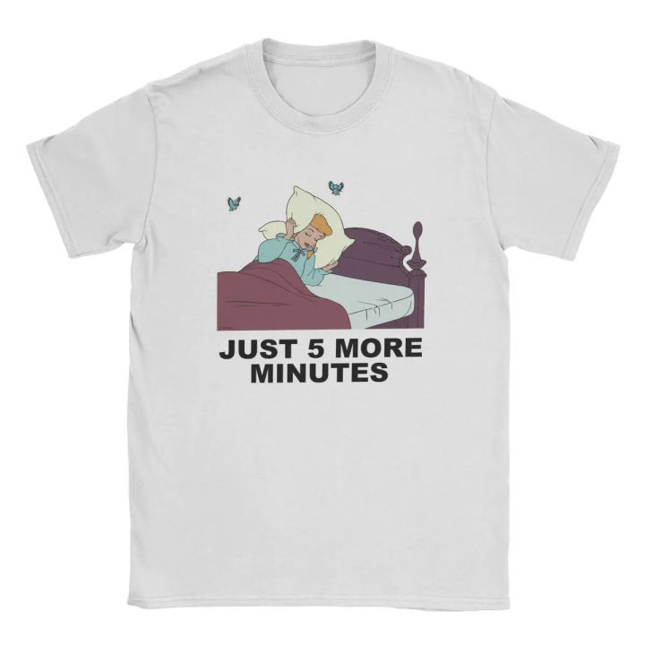 Men's Disney Cinderella Just 5 More Minutes T Shirt Pure Cotton Clothing Novelty Short Sleeve Crew Neck Tees Big Size T-Shirts