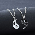 2Pcs/Set Best Friends Tai Chi Yin Yang Hollow Pendant Split Matching Necklace. 