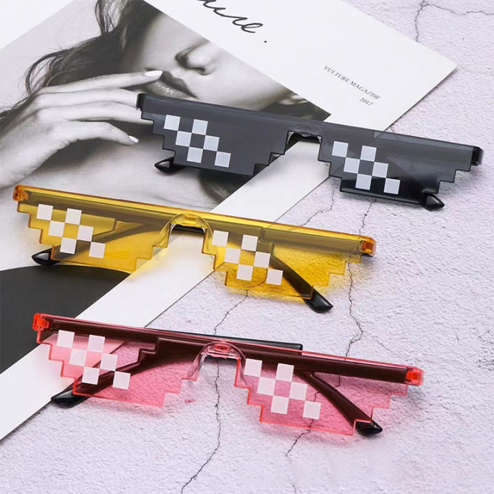 NEW Design Funny Mosaic Sunglasses Thug Life Sun Glasses Pixel Black Retro Gamer brave