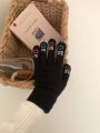 Emojis Children's Five Fingers Cute Korean Version Wool Thickened Warm Knitted Parent Child Gloves Autumn and Winter Primary School Students. 