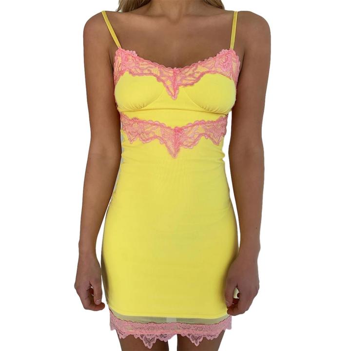 Women’s Summer  Suspender Dress Fresh Butterfly Floral Lace V-neck Backless High-waist Short Dress