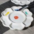 Multiple Uses Ceramic Paint Palette Tray White 6/7 Grid Plum Blossom Paint Plate 3 Size Durable Mixing Colour Tray for Artist. 
