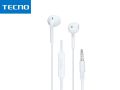 Tecno Original Handsfree White Wired Earphones for Gaming and Calling Universal Compatibility. 
