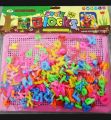 182 Pcs Set - Alphabet ABC Words Pin - Peg Board Puzzle - Educational Building Blocks - Learning Spelling - For Kids. 