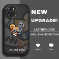 AMORVOR for Redmi Note 10 4G / Note 10S Back Cover Fashion Style Bear PU Leather Case Soft Silicone Edge Phone Cases. 