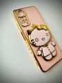 Xiaomi Redmi Note 11 Back Cover Hello Kitty Mirror Folding Bracket Luxury 6D Plating Case Soft Silicone Case - Mirror Hello Kitty Back Cover - Girls Back Cover. 