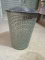 Super quality laundry basket with lid and  with silver colour .its maximum height is 20 inches with 16 inches in diameter .  .it is full size laundry . you can pile up all your dirty clothes in this laundry easily .. 