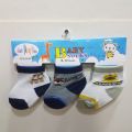 Pack Of 3 Socks Set  New Born To 12 Months Baby Socks In Multi-Color By Fashion Galaxy. 