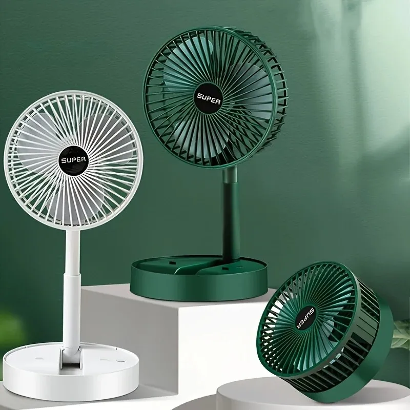 New Portable USB Rechargeable Fan with Telescopic Design, Adjustable Speed, and Long Battery Life - Silent Desk/Floor Fan for Office and Home