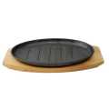 Cast Iron Steak Sizzler plate Non-stick Platter with Wood Underline - 10 inches x 6 inches Pan Hot Plate Sizzling Pan Steak Plate - KitchenCo. 
