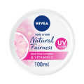 NIVEA Natural Fairness Body Cream, Even Tone Complex & Vitamin C, All Skin Types, Jar 100ml. 