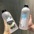 Cute Panda Bear Cup 1000ml Water Bottles With Straw Transparent Cartoon Water Bottle Drinkware Frosted Leak-proof Protein Shaker-Cola Kids. 