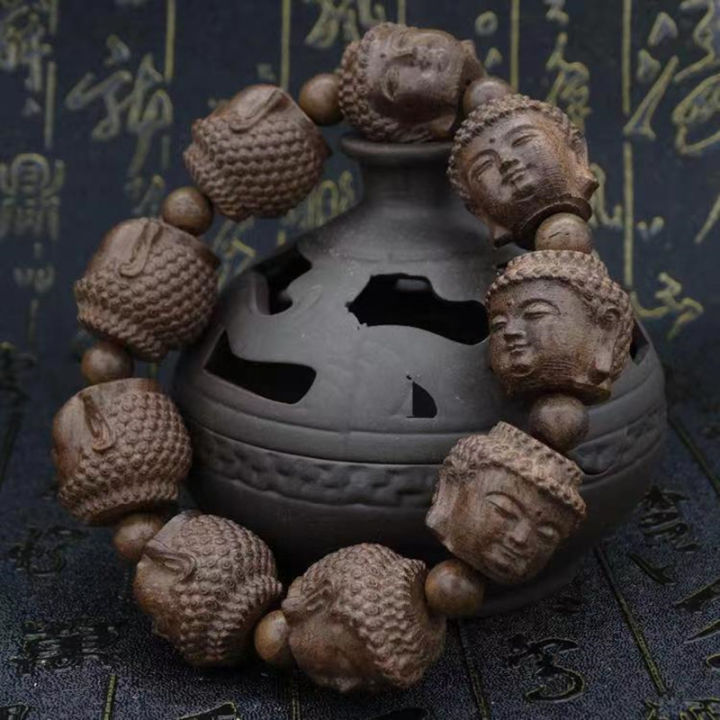 Agarwood bracelet carved Buddha head Buddha beads for men and women agarwood bracelets for men and women to play with beads Buddha beads bracelets