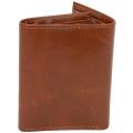 Genuine Leather 3 Fold Brown Wallet For Unisex. 