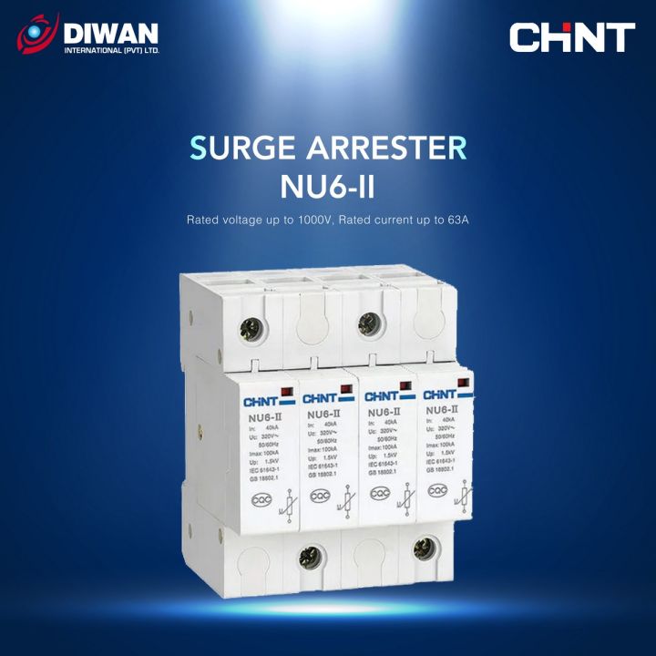 CHINT AC SPD NU6-II 4pole 60KA Solar Panel Inverter Surge Protection Device DIN Rail