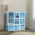 FROZEN 9 Cubic DIY (Nylone) Plastic Baby Clothes Cabinet Space Saver Organizer / Baby cupboard and Baby Hanging Wardrobe - 9 Cubes Storage Cabinet & Wardrobe For Kids With Hanging Rod. 