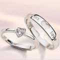 Couple Ring Stainless steel Zircon Adjustable Lovers Finger Rings Party wedding jewelry. 