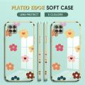(Free Lanyard) Luxury 6D Plating Case for Samsung Galaxy M62 F62 Back Cover Color Cartoon Flowers Side Pattern Soft Silicone Square Phone Cases. 