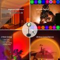 Remote Control RGB Sunset Lamp Projector 16 Colors LED Night Light - Mobile Photography Backgrounds Sunlight Lamp Accessories Kit - Rainbow Lighting Modes USB Powered -  Table Lamp For Bed Room Side Table Night Lamp For Photoshoot , Mobile Photography. 