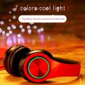 Luminous Wireless Bluetooth Sports Headset Folding Headset Stereo Running Mobile Phone Bluetooth Headset red black. 