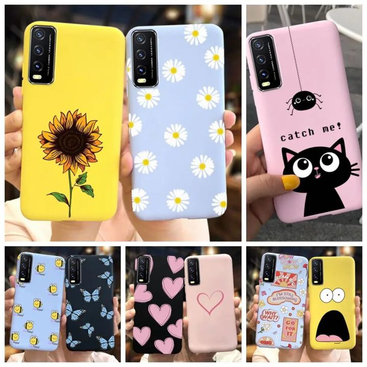 For Vivo Y20 Y20i 2021 Case Silicone Fashion Daisy Sunflower Floral Soft Phone Cover For Vivo V2029 V2027 V2032 Y 20 Y 20i Coque