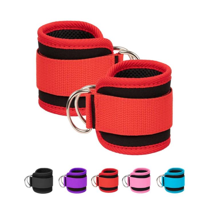 Ankle Straps Adjustable D-Ring Support Cuffs Gym Leg Strength Workouts ...