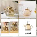 Modern Diamond-Cut Glass Teapot with Metal Lid – Heat Resistant | Ideal for Tea & Herbal Infusions 1000ML. 