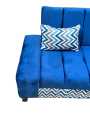 The Furniture Collection - Customised 3 Seater Sofa Cum Bed imported Fabric Soft Velvet Blue Creative Design, Armless Compact Living Spaces, Bedroom, Dorms, Guest Rooms, Apartments, Offices. 