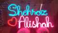 Couple Name Neon Sign Plate Customized Gift - 9 Letter and Adapter - Studio Lighting Couple neon. 