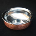 Copper Handi for Serving | Copper outside Steel Inside | 10 inch | Hammered Design. 