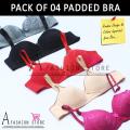 Pack of 04 Imported Soft Foam Padded Bra for Girls & Women  Multi Colour brazier  Brief Blouse  Ladies Undergarments. 