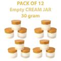 Pack of 12 Empty Cosmetic Containers Cream Pot Jar Refillable Plastic 30 gram. 