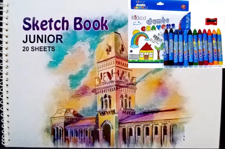 KIDS%20DEAL%20(OIL%20PASTELS%20SET%20OF%2012%20AND%20SKETCH%20BOOK%20)%20-%20Image%202