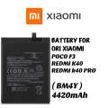 POCO F3 / Redmi K40 / K40 Pro Battery Replacement BM4Y Battery with 4420mAh _ Black. 