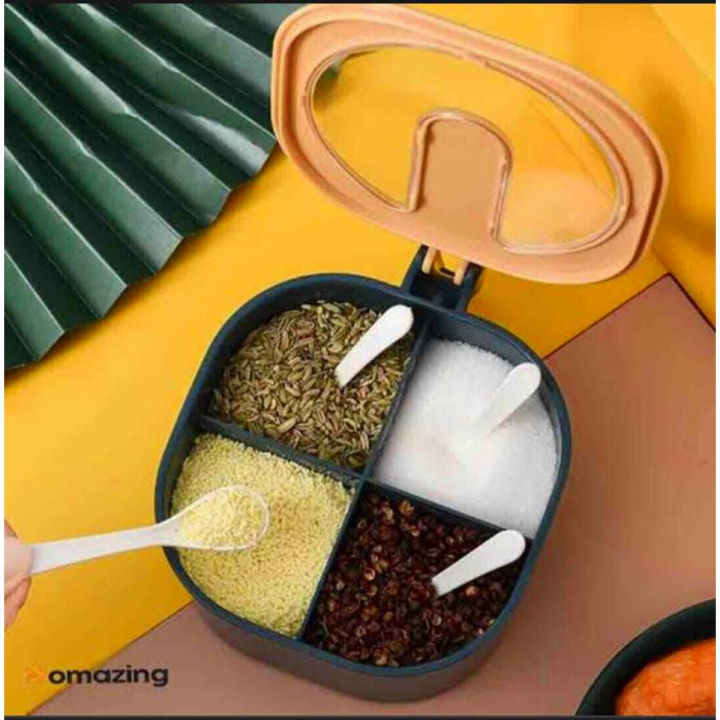 Spice Kit Masala Box Modern  4-1 Grid Spice Jar High Quality spice Container Square Spice Box Masala Box