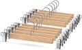 Zayraz Wooden Clip Hangers Durable for trousers, Pants, Skirts, Undergarments, clothes and scarf. 