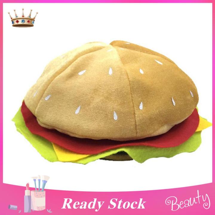 Trendygirl Ladies Hamburger Hat Stretchy Adults Universal Cheeseburger Shaped Cap
