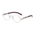 New Metal Frame Sunglasses Vintage Wooden Glasses Legs Neutral Round Frame Sunglasses Small Frame Women's Trendy Accessories. 