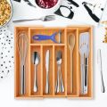 Bamboo Kitchen Drawer Organizer Utensil Tray Flatware Drawer Organizer 5-7 Slots. 