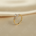 Luxury Gold Plated Crown Ring with Rectangular Stone and Marquise CZ Accents | Fashion Statement Jewelry for Women | Gift for Her. 