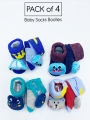 Pack of 4 Newborn Baby Booties Shoes For Newborn Babies infant 0 - 3 Month - MultiColor. 
