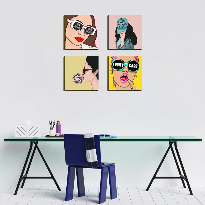 Pack of 4 (P5 Edition ) Attitude Girl Wooden Frames 5 by 5 inches Size