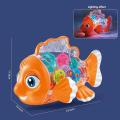 Transparent Gear Fish Portable Musical Cartoon Fish Toy Universal Walking Light Toy Early Education Music Funny Sounds Toys for Boys Girls Toddlers Kids. 