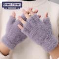 Green forest Winter Gloves Wear Resistant Women Winter Warm Half Finger Gloves Gift. 